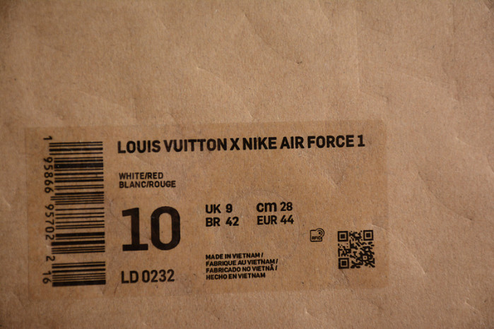 TB Louis Vuitton Nike Air Force 1 Low By Virgil Abloh White Red LD 0232