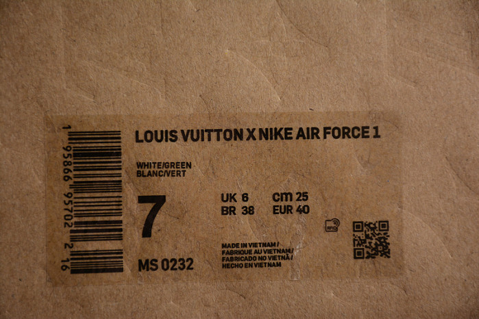 TB Louis Vuitton Nike Air Force 1 Low By Virgil Abloh White Green MS 0232