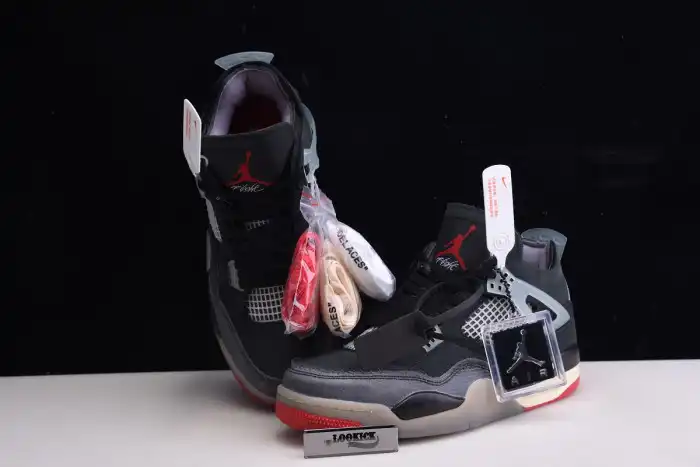 Bmlin Shoes Off White x Air Jordan 4 Retro Bred CV9388-001