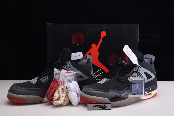 TB Off White x Air Jordan 4 Retro Bred CV9388-001