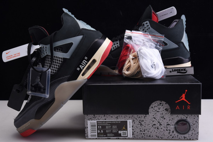 TB Off White x Air Jordan 4 Retro Bred CV9388-001