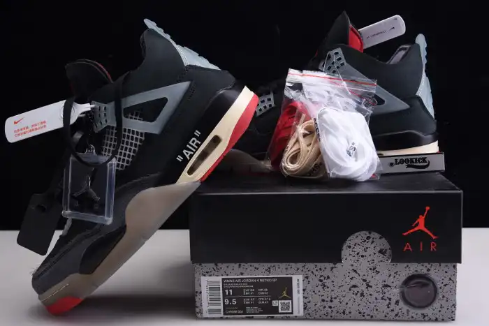 Cheap Off White x Air Jordan 4 Retro Bred CV9388-001