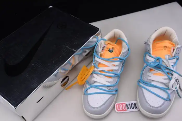 Rep LY OFF-WHITE X NIKE SB DUNK LOW OW WHITE GREY BLUE DM1602-115