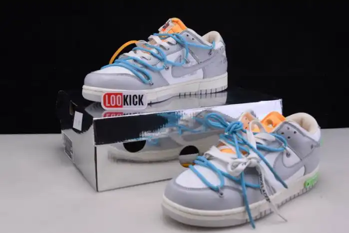 Rep LY OFF-WHITE X NIKE SB DUNK LOW OW WHITE GREY BLUE DM1602-115