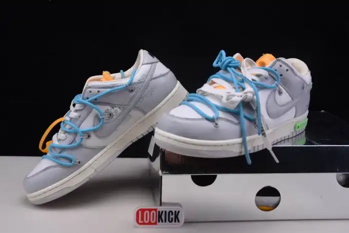 Rep LY OFF-WHITE X NIKE SB DUNK LOW OW WHITE GREY BLUE DM1602-115