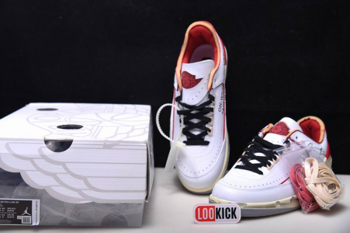 TB Jordan 2 Retro Low SP Off-White White Red DJ4375-106