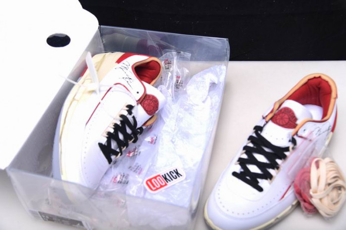 TB Jordan 2 Retro Low SP Off-White White Red DJ4375-106