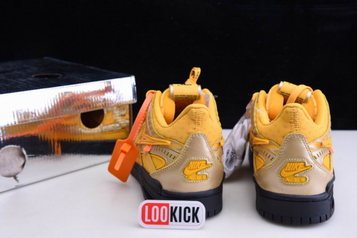 TB OFF WHITE NIKE AIR RUBBER DUNK "UNIVERSITY GOLD" CU6015-700