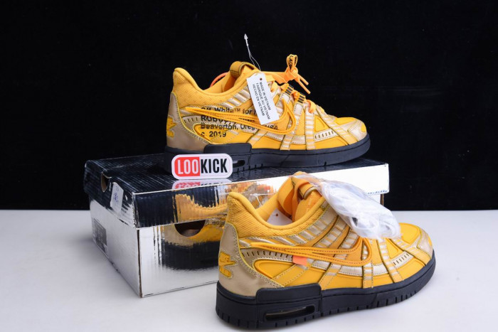 TB OFF WHITE NIKE AIR RUBBER DUNK "UNIVERSITY GOLD" CU6015-700