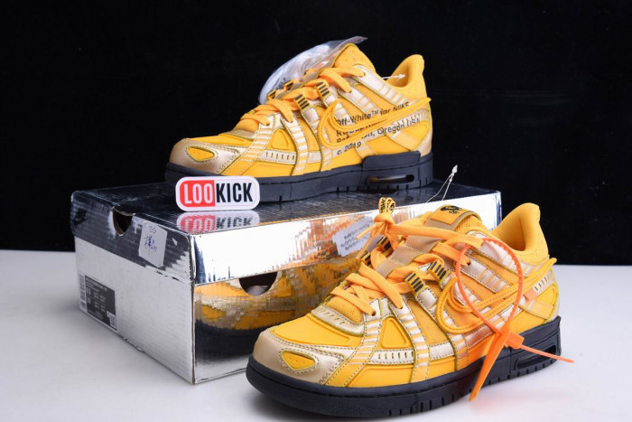 TB OFF WHITE NIKE AIR RUBBER DUNK "UNIVERSITY GOLD" CU6015-700