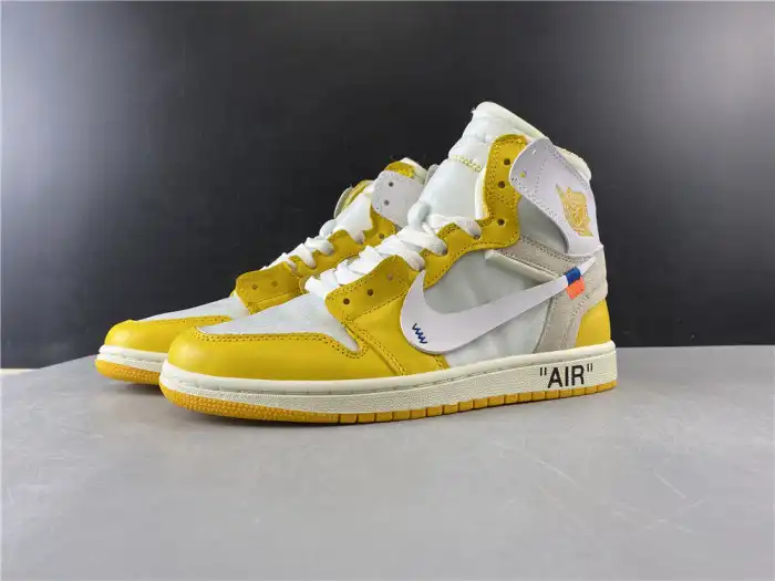 Kicked Out Shoe Store Air Jordan 1 x Off-White NRG White Dark Powder Yellow-Cone AQ0818-149