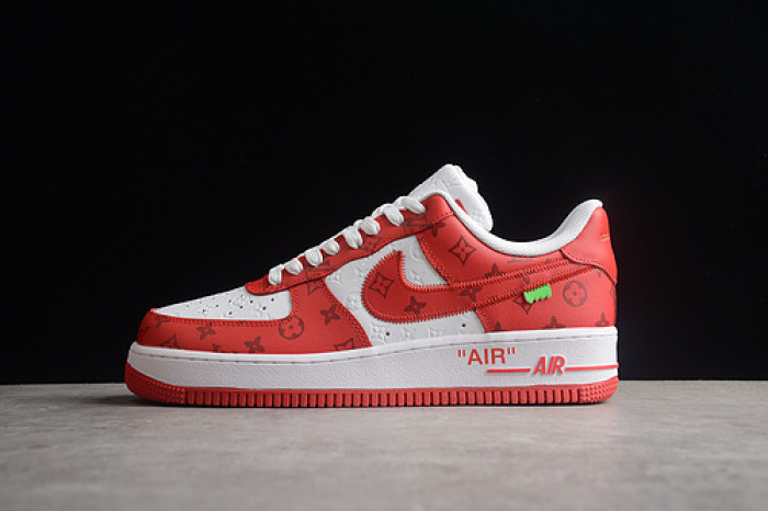 TB Louis Vuitton Nike Air Force 1 Low By Virgil Abloh White Red LD 0232