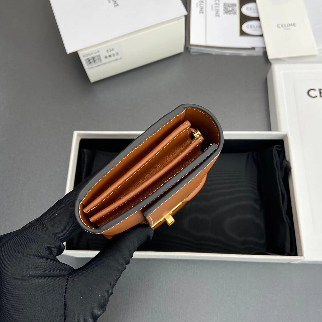 CELINE 16 Large Wallet in Shiny Calf Leather ZipUp 2587