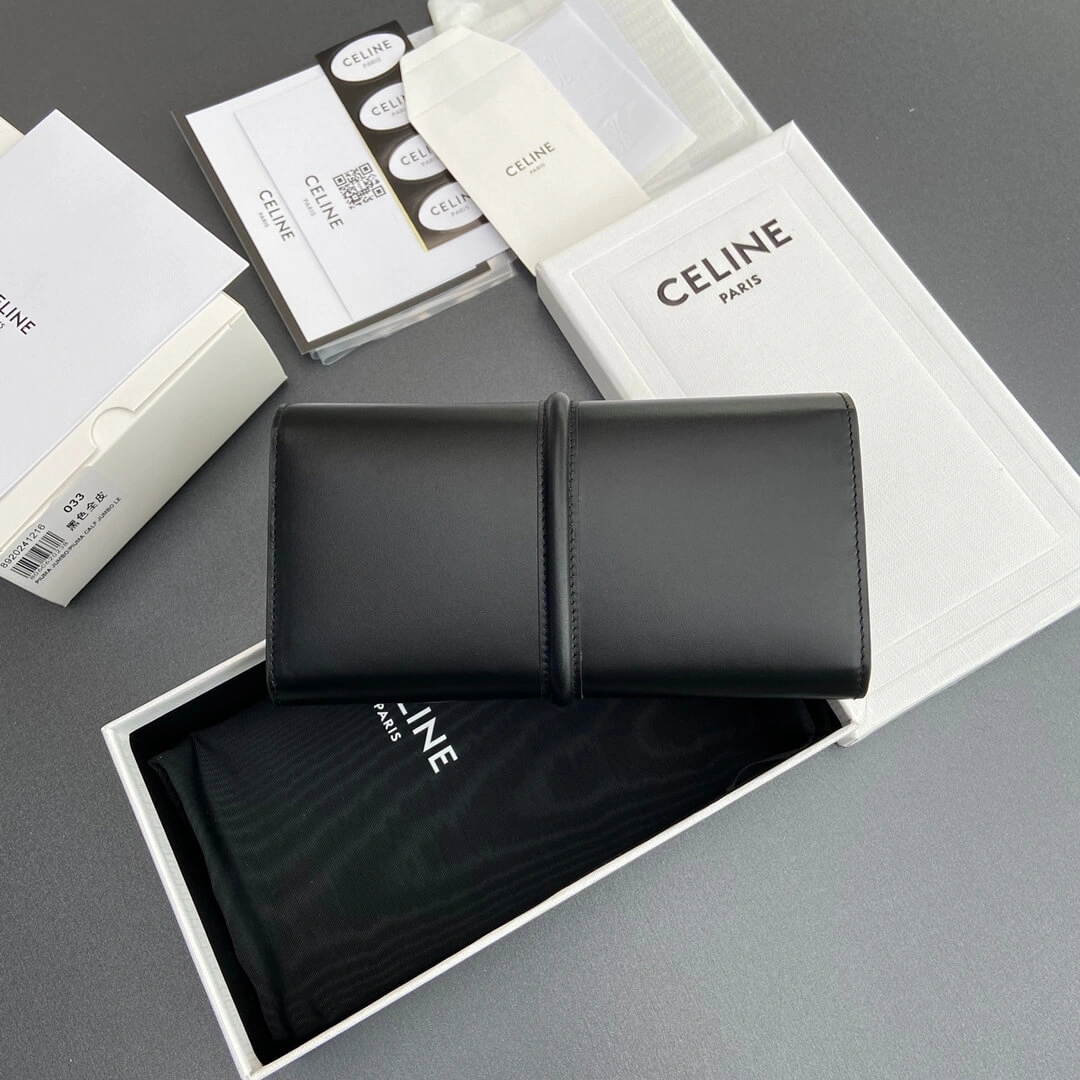 Elegant CELINE 16 Large Wallet in Shiny Calf Leather 2579