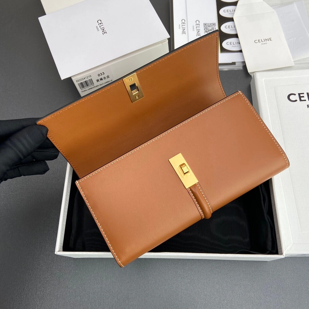 CELINE 16 Large Wallet in Shiny Calf Leather ZipUp 2587