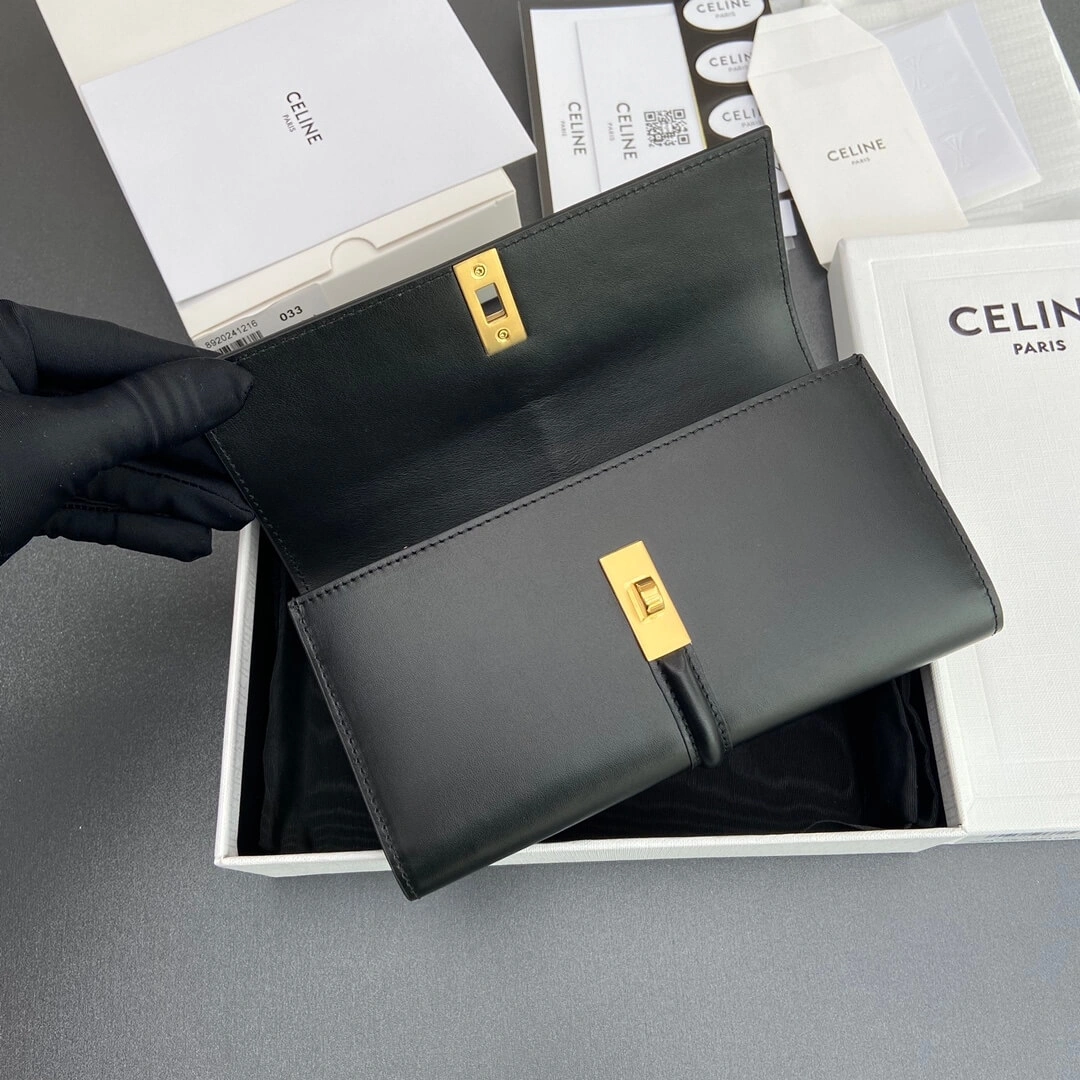Elegant CELINE 16 Large Wallet in Shiny Calf Leather 2579