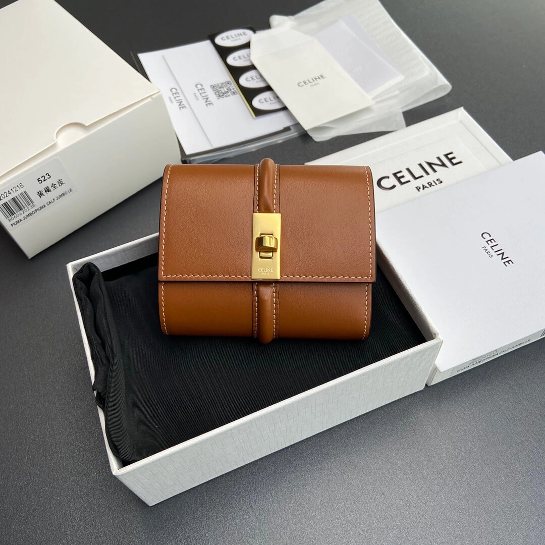 EasyMatch CELINE 16 Small Wallet in Shiny Calf Leather 2585