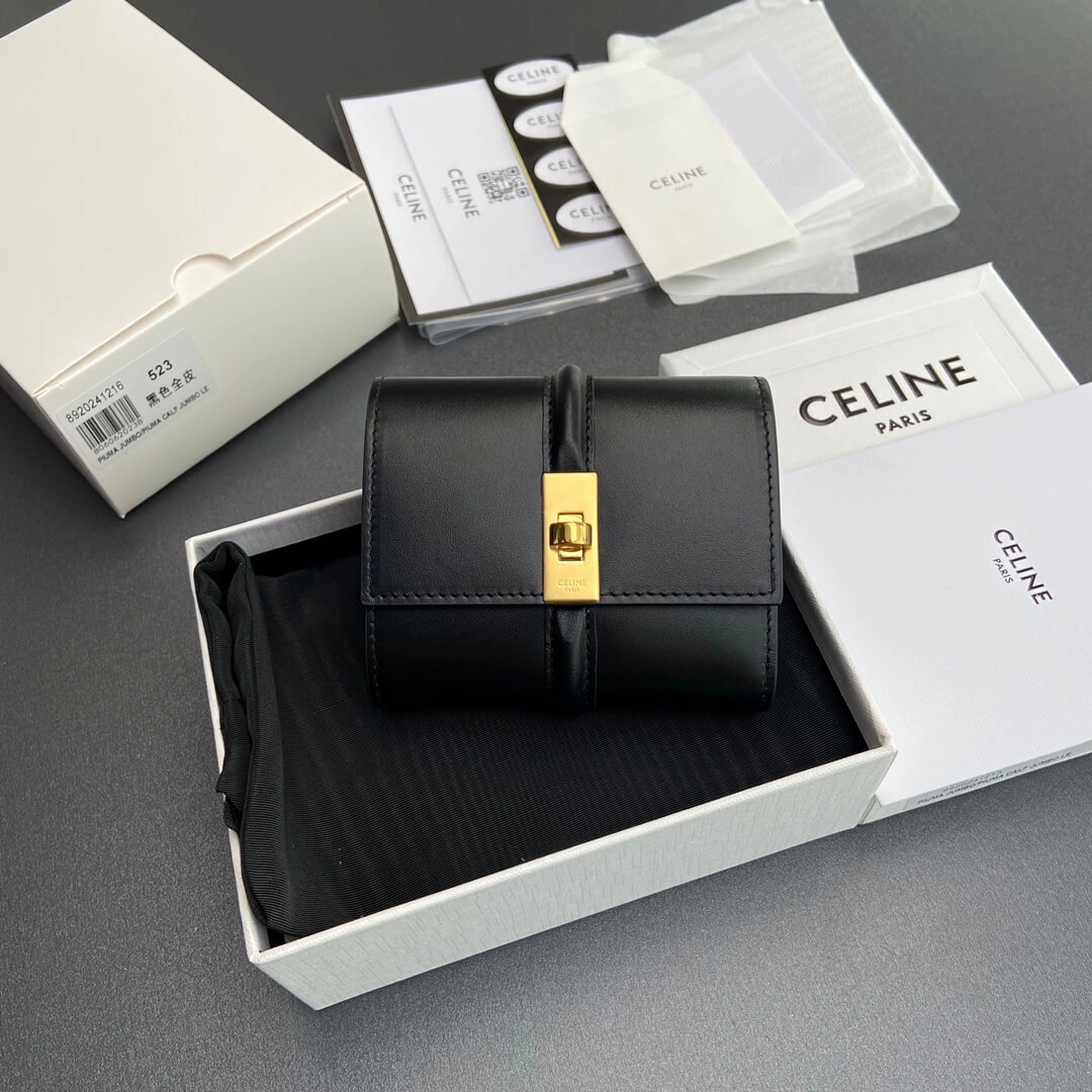 SoftTouch CELINE 16 Small Wallet in Shiny Calf Leather 2581