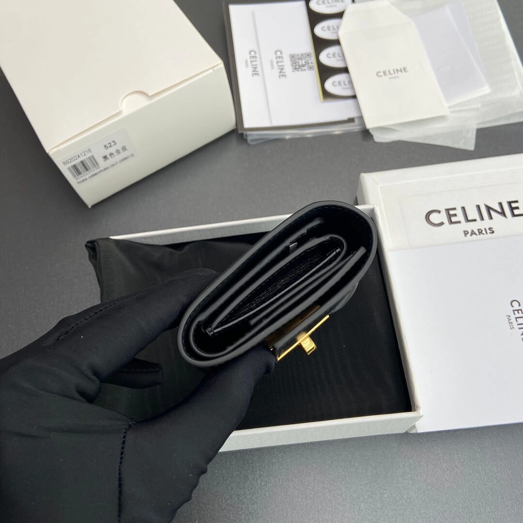 SoftTouch CELINE 16 Small Wallet in Shiny Calf Leather 2581