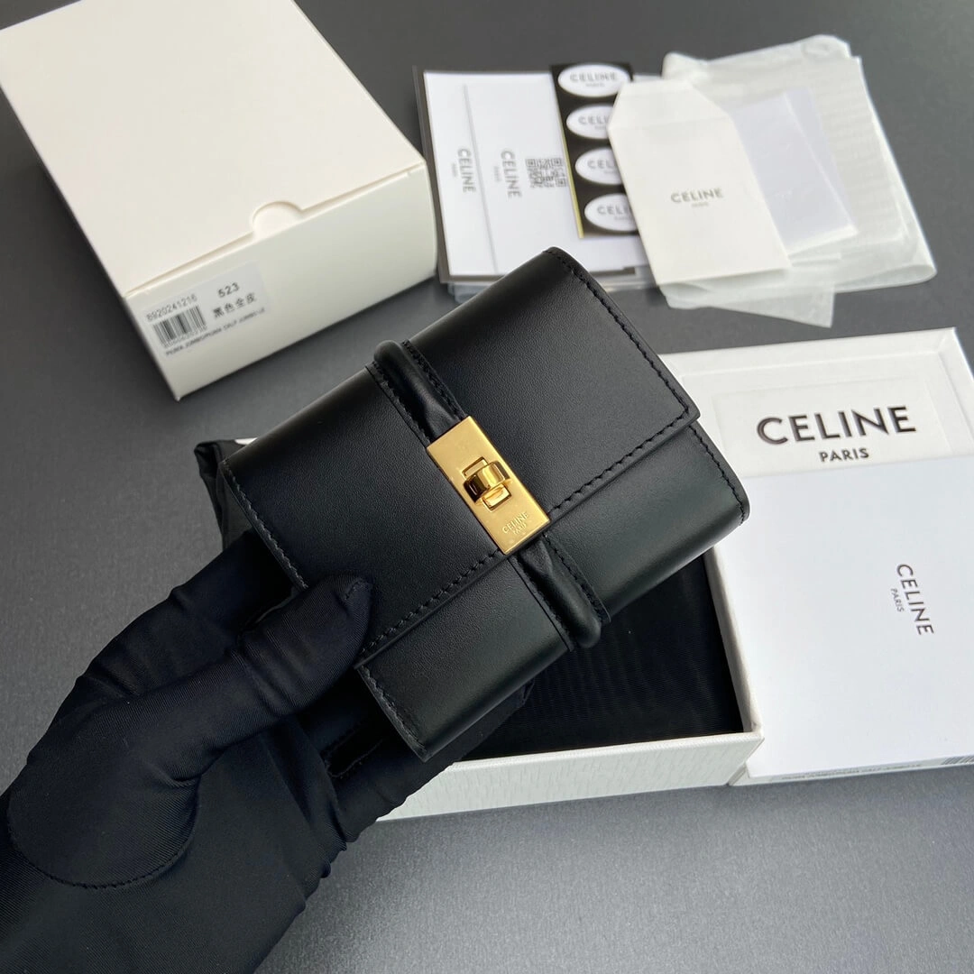 SoftTouch CELINE 16 Small Wallet in Shiny Calf Leather 2581