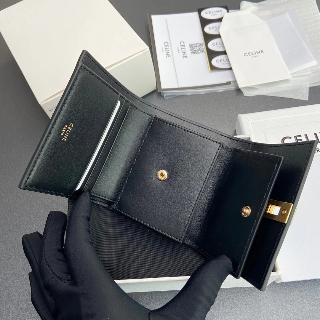 SoftTouch CELINE 16 Small Wallet in Shiny Calf Leather 2581