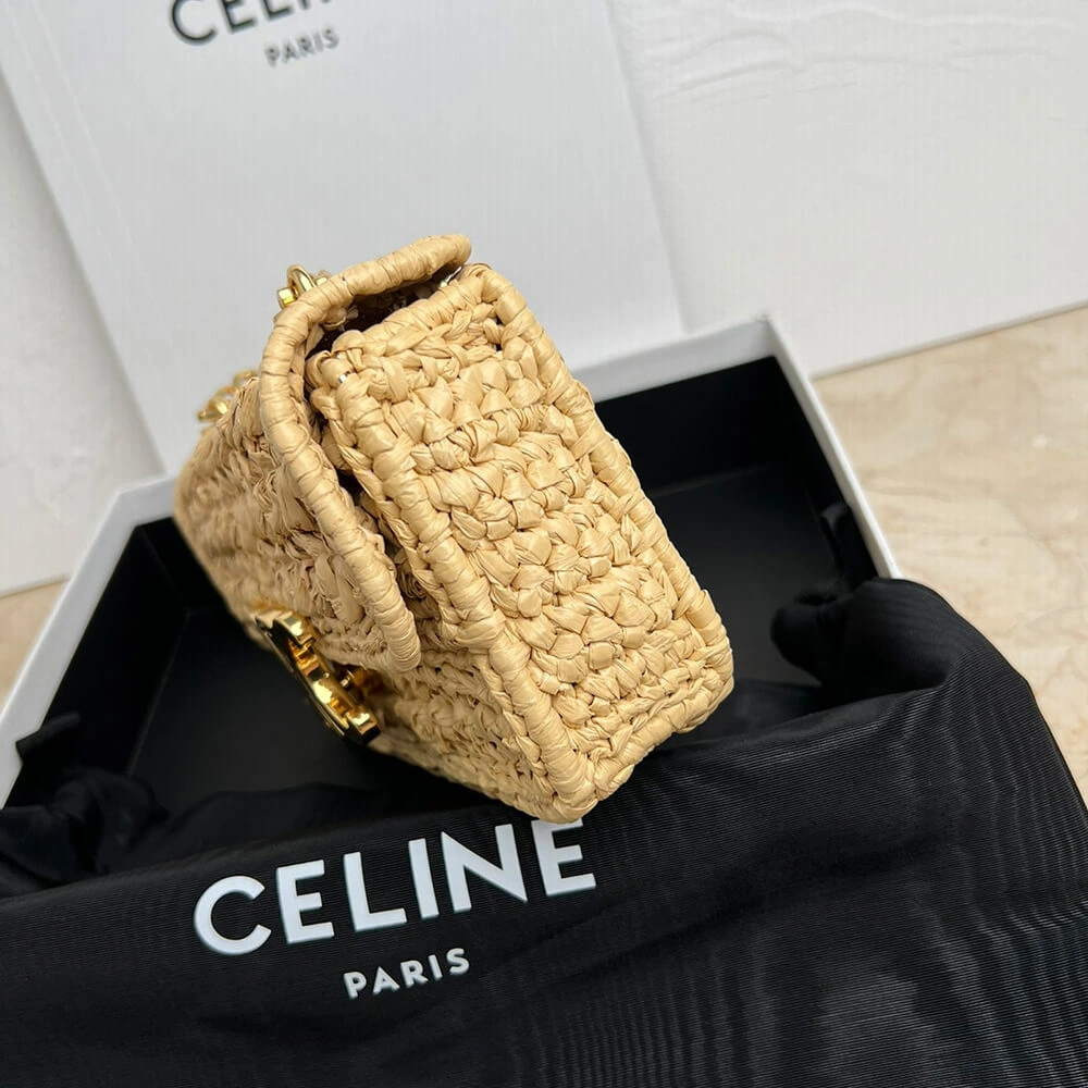 Unique CELINE CHAIN SHOULDER BAG CLAUDE IN RAFFIA EFFECT TEXTILE(HIGH-END GRADE) 2528