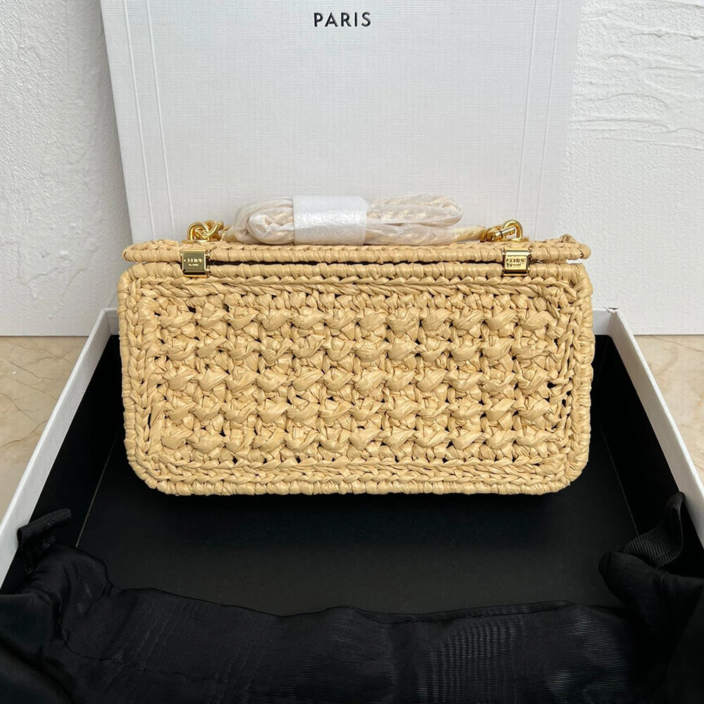 Unique CELINE CHAIN SHOULDER BAG CLAUDE IN RAFFIA EFFECT TEXTILE(HIGH-END GRADE) 2528