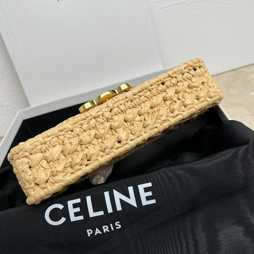 Unique CELINE CHAIN SHOULDER BAG CLAUDE IN RAFFIA EFFECT TEXTILE(HIGH-END GRADE) 2528