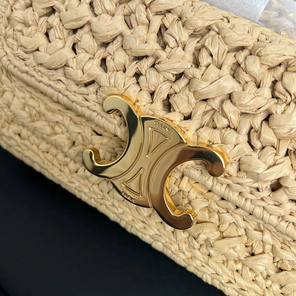 Unique CELINE CHAIN SHOULDER BAG CLAUDE IN RAFFIA EFFECT TEXTILE(HIGH-END GRADE) 2528