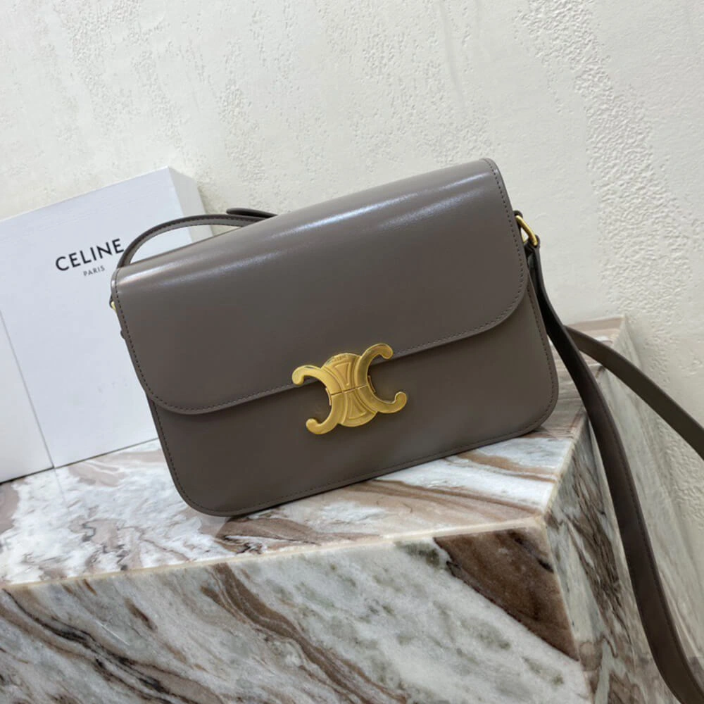 Modern CELINE CLASSIQUE TRIOMPHE BAG in shiny calfskin(HIGH-END GRADE) 2491
