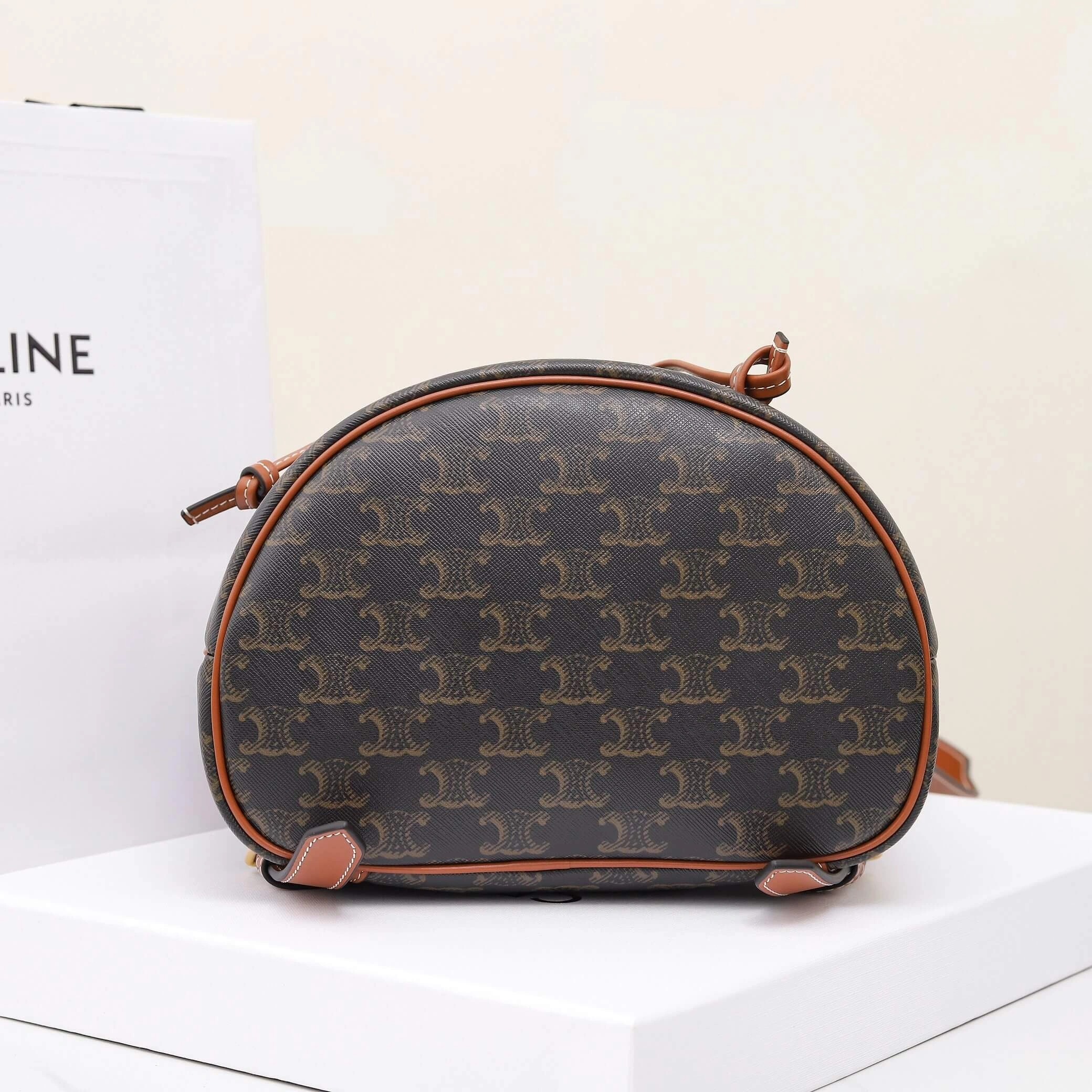 GoodFit CELINE FOLCO Logo Print Calfskin Medium Backpack 2583