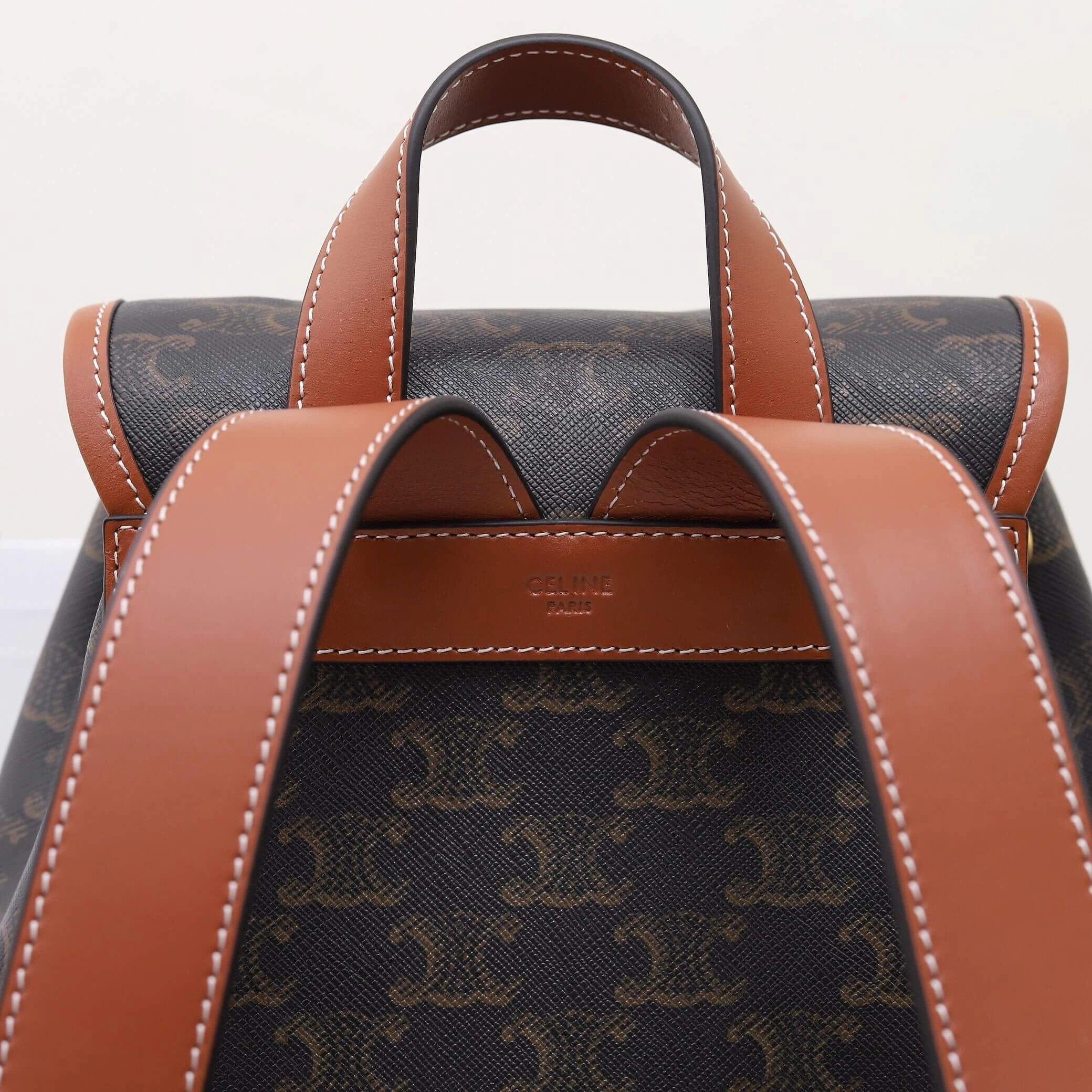 GoodFit CELINE FOLCO Logo Print Calfskin Medium Backpack 2583