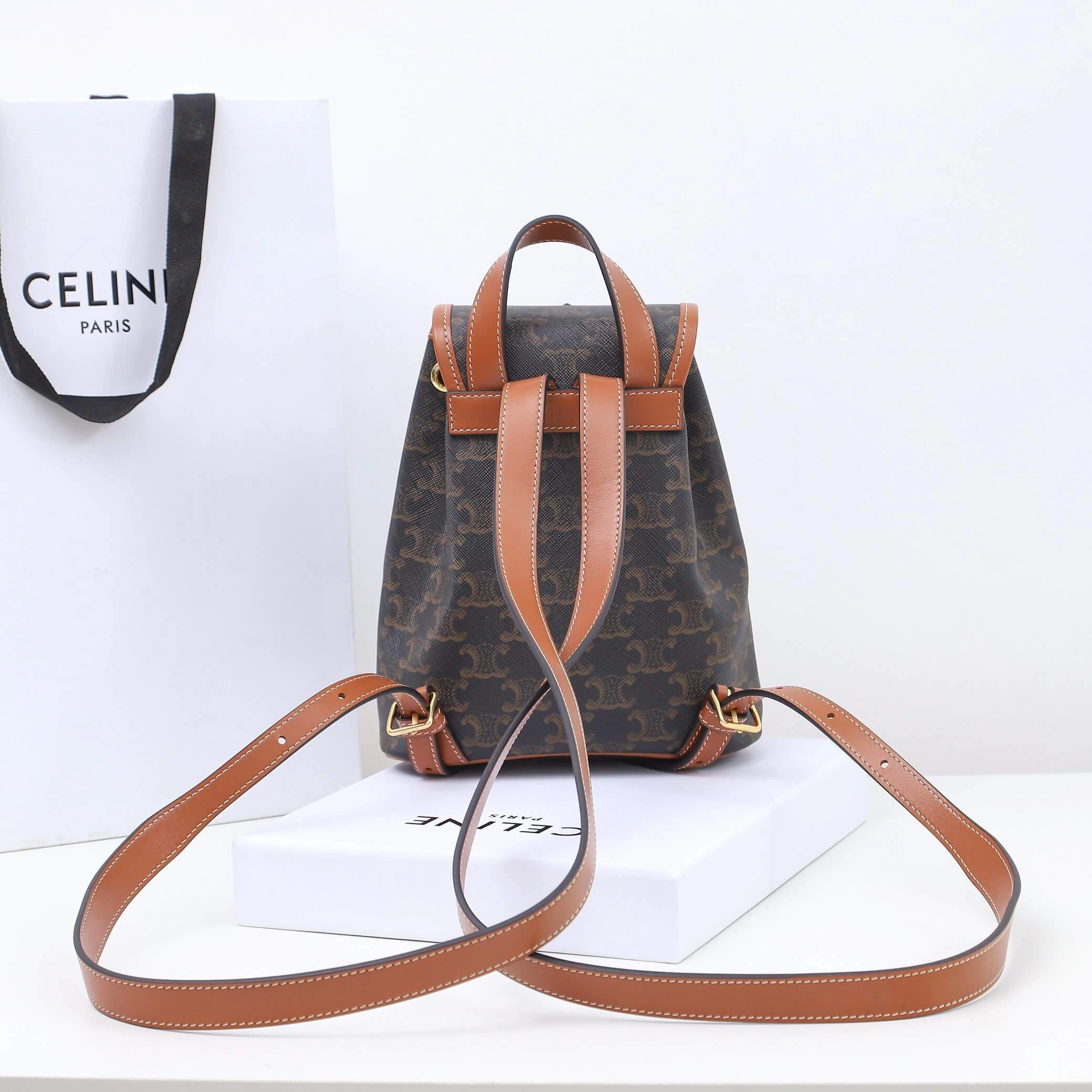 UrbanStyle CELINE FOLCO Logo Print Calfskin Mini Backpack 2582