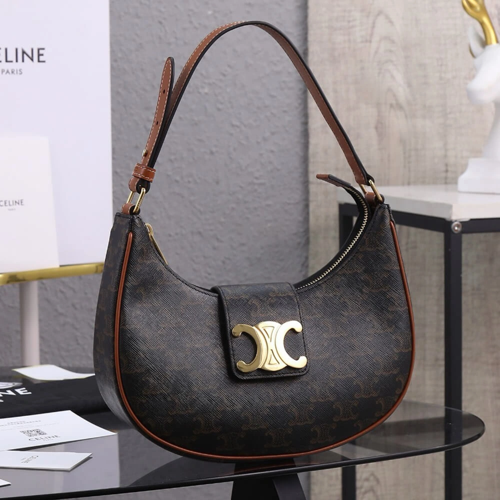 Durable CELINE MEDIUM AVA TRIOMPHE BAG in Triomphe Canvas and calfskin 2544