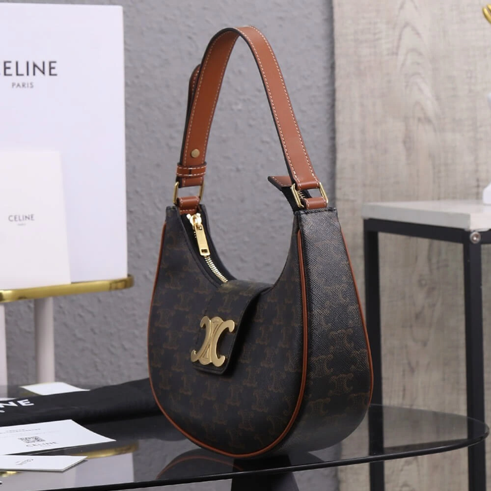 Durable CELINE MEDIUM AVA TRIOMPHE BAG in Triomphe Canvas and calfskin 2544