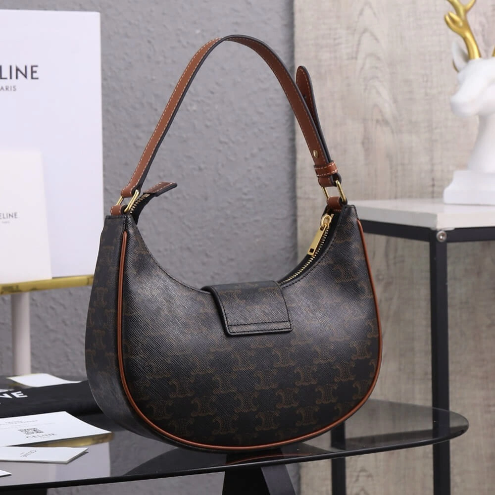 Durable CELINE MEDIUM AVA TRIOMPHE BAG in Triomphe Canvas and calfskin 2544