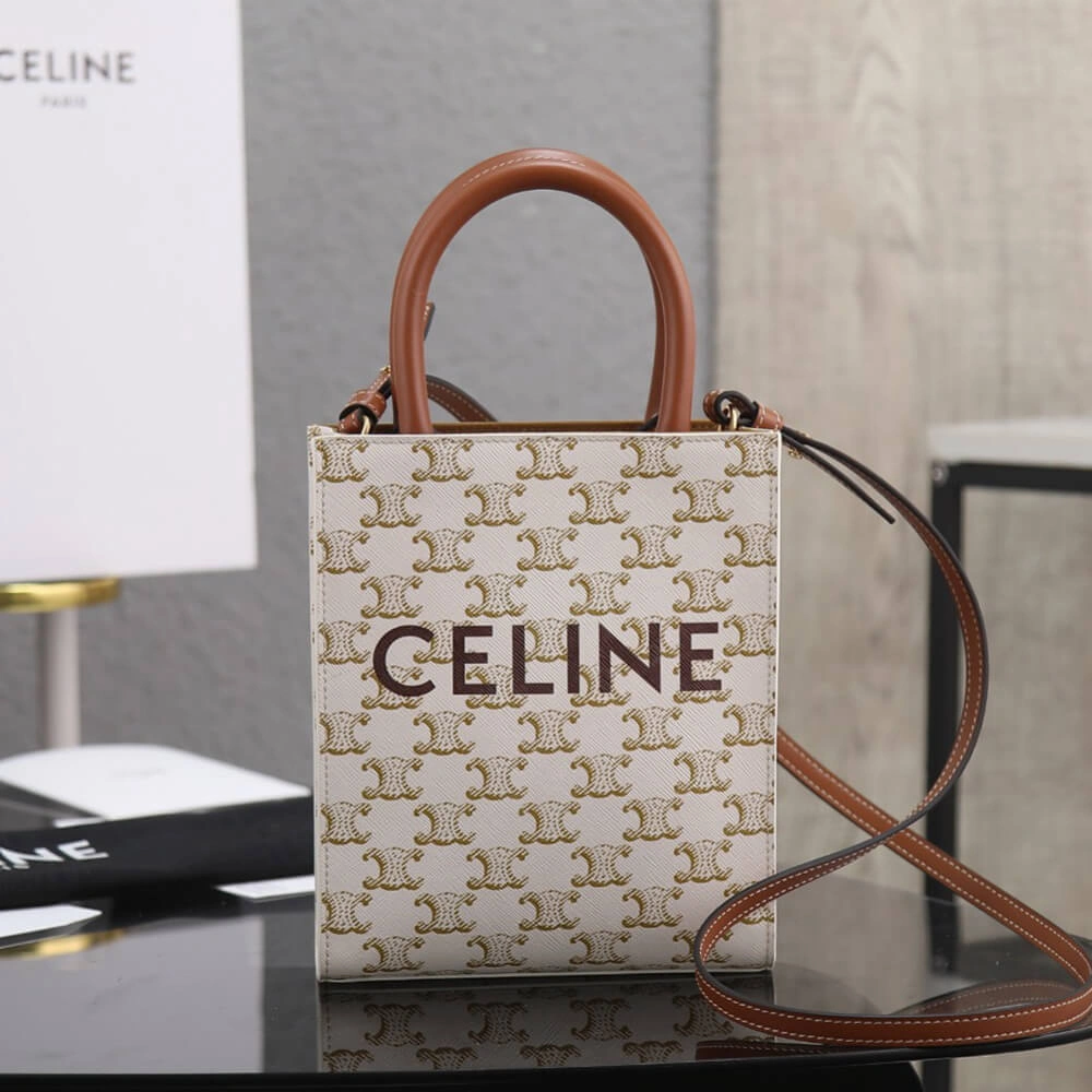 CELINE Mini Vertical Cabas IN Triomphe Canvas with Celine print TravelReady 2546