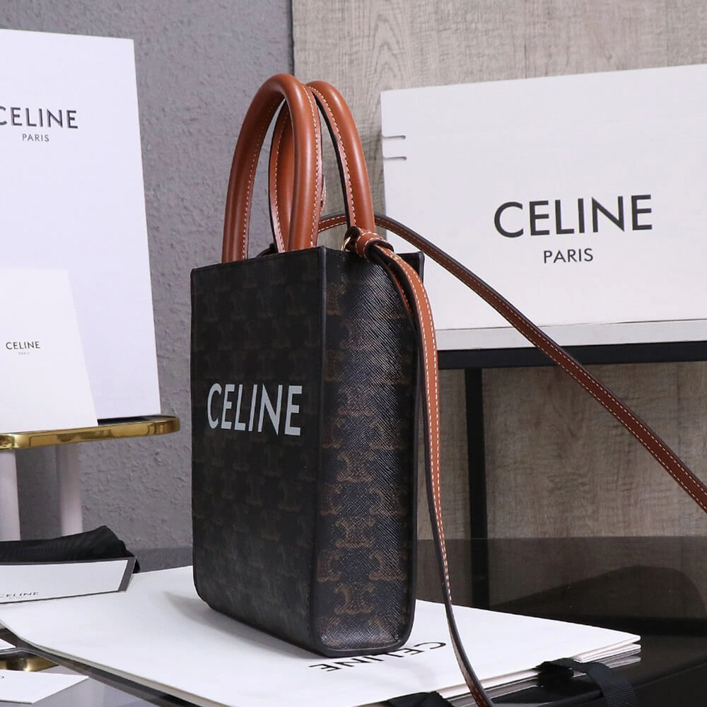 CELINE Mini Vertical Cabas IN Triomphe Canvas with Celine print Refined 2470