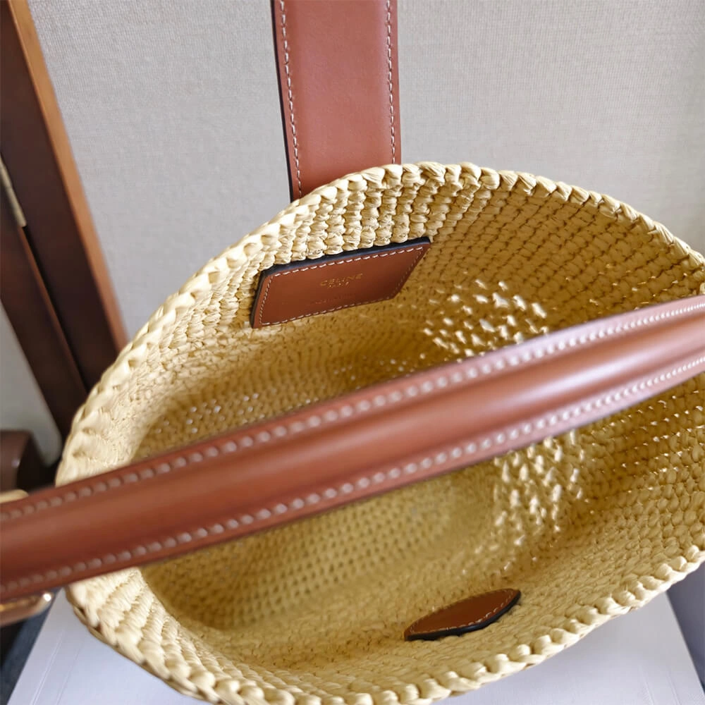 CELINE SMALL LOUISE BUCKET IN RAFFIA AND CALFSKIN(HIGH-END GRADE) Unique 2514