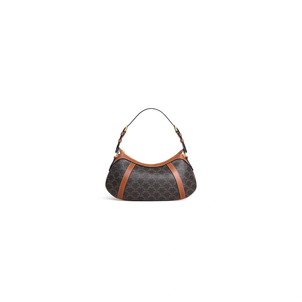 DailyWear CELINE STRIPED LOGO PRINTED COW LEATHER HOBO BAG 2584