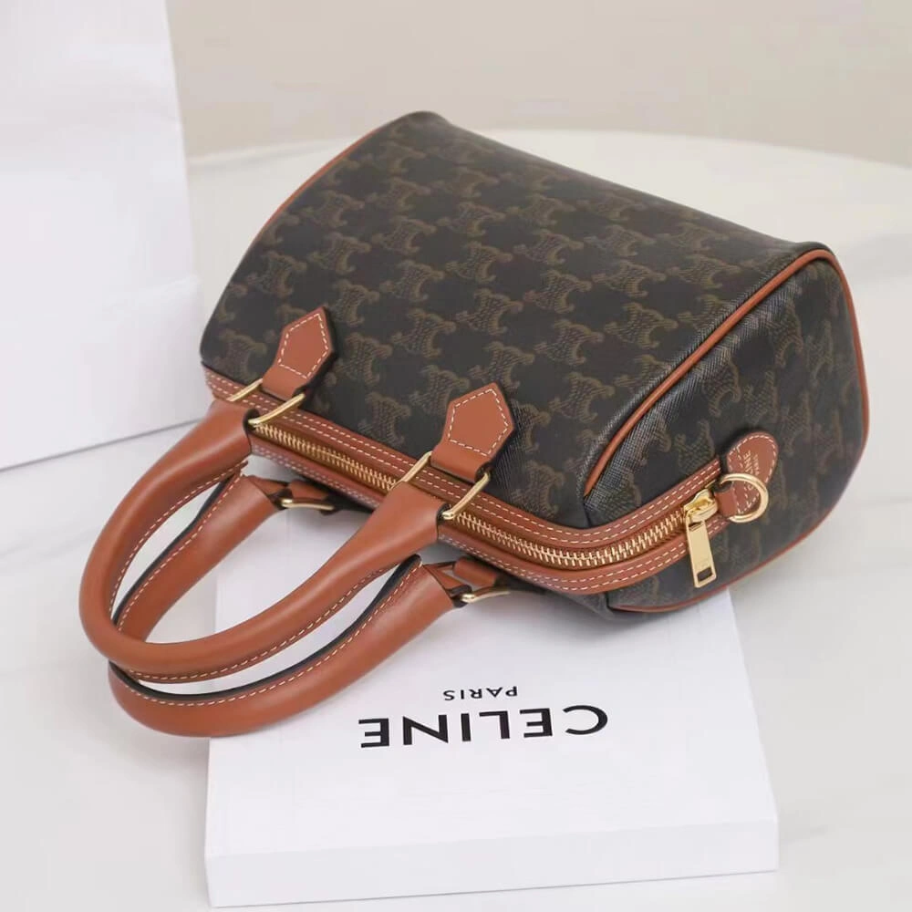 Fashionable CELINE Small Boston IN Triomphe Canvas and calfskin 2473