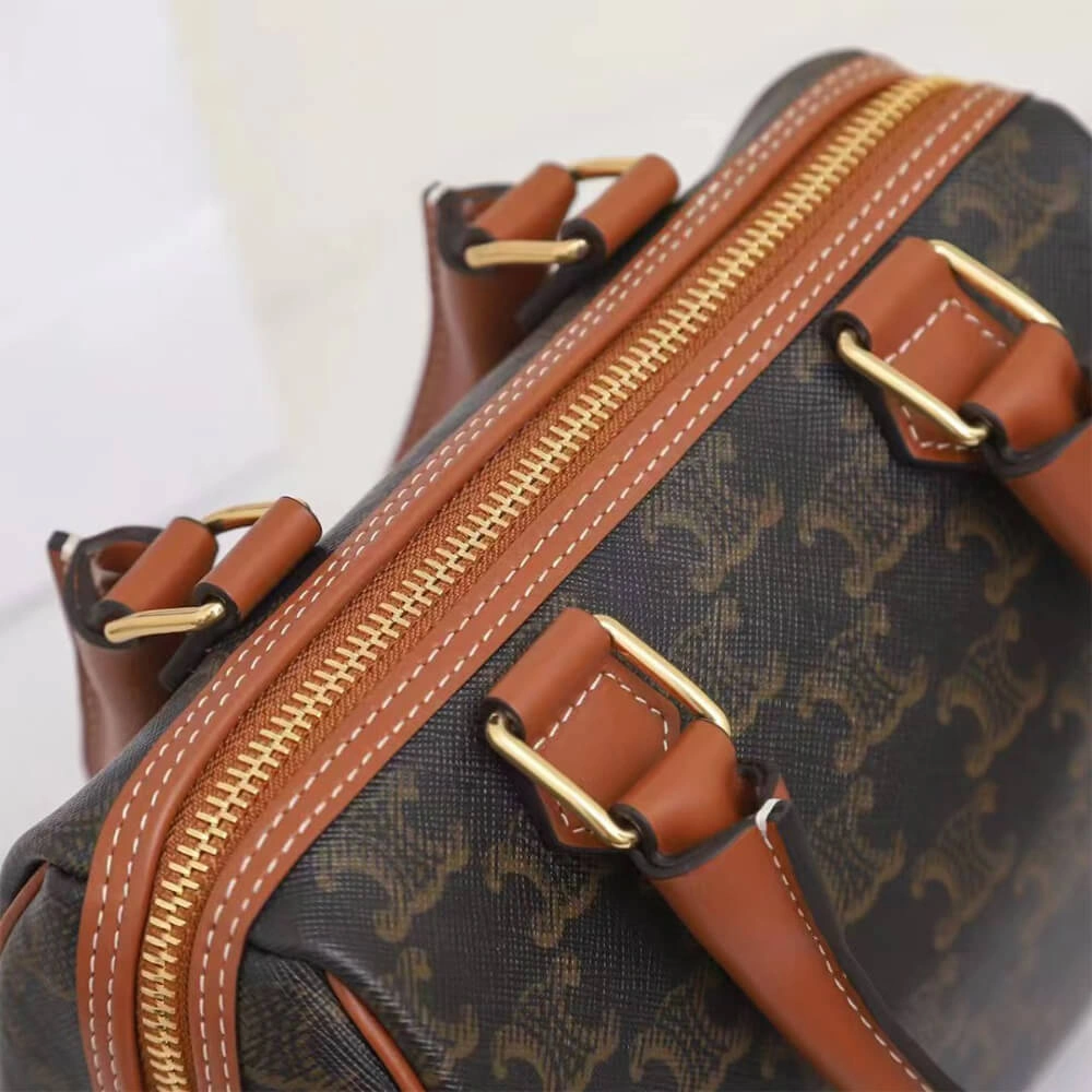 Fashionable CELINE Small Boston IN Triomphe Canvas and calfskin 2473