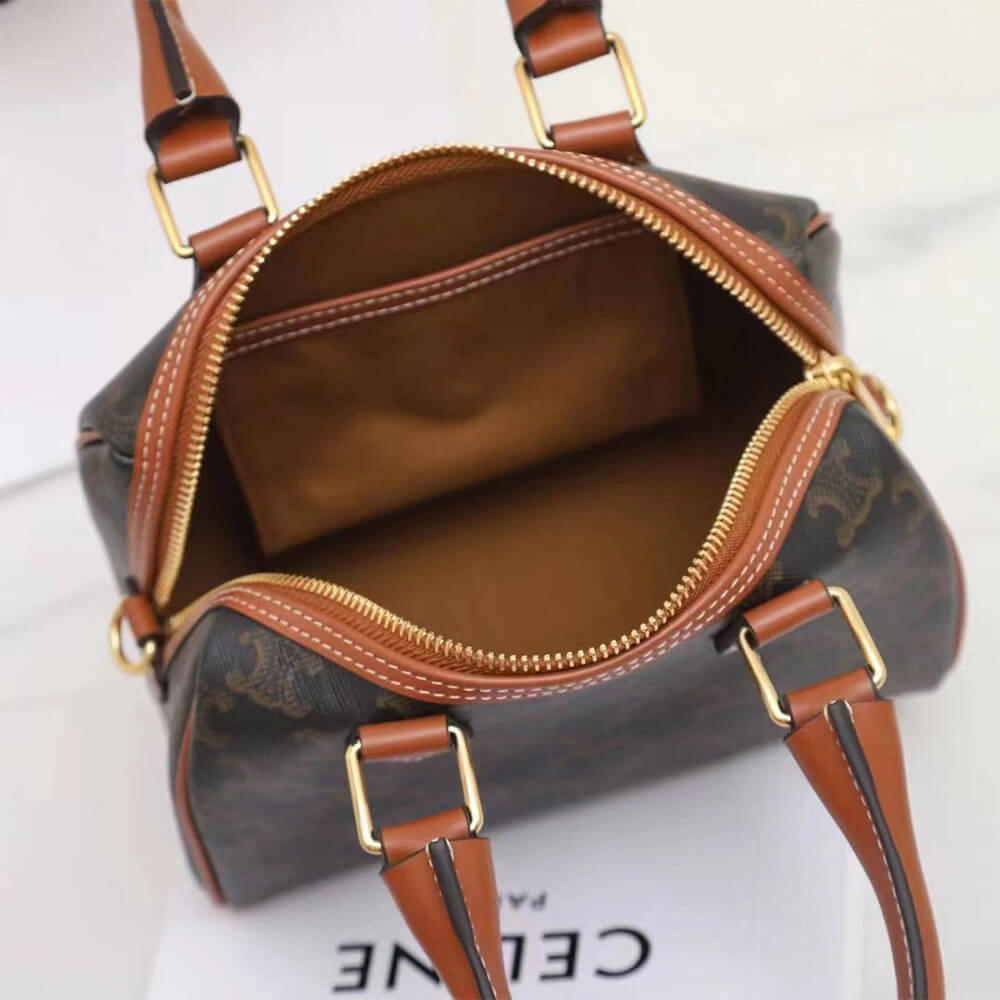 Fashionable CELINE Small Boston IN Triomphe Canvas and calfskin 2473