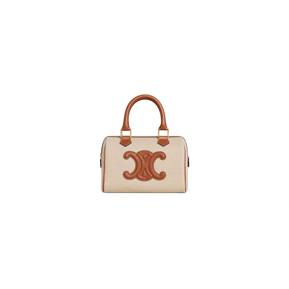 CELINE Small Boston cuir Triomphe in textile and calfskin Durable 2540