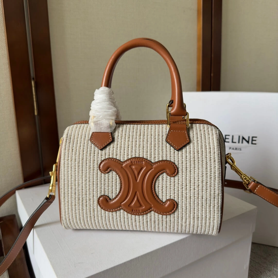 CELINE Small Boston cuir Triomphe in textile and calfskin Supportive 2492