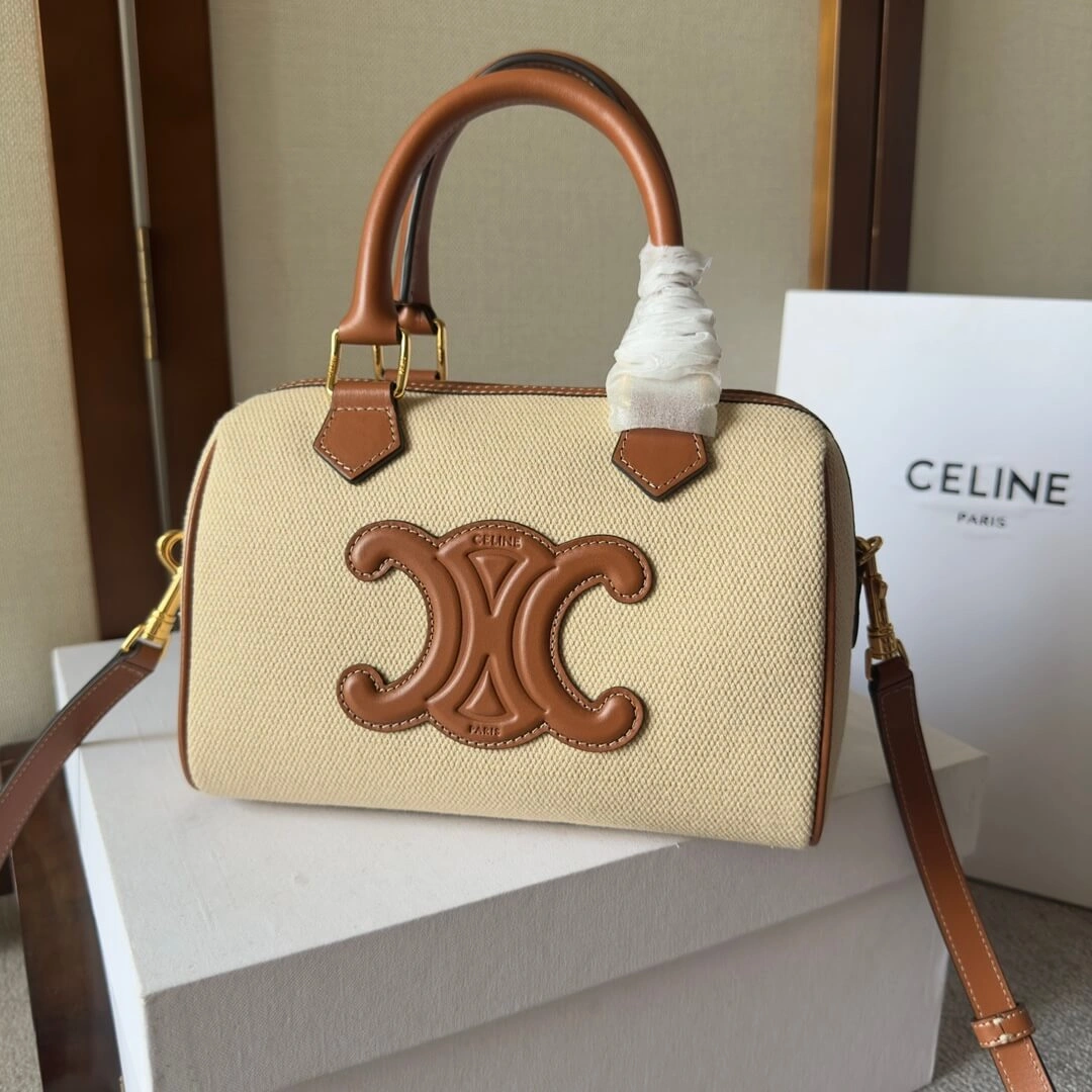 CELINE Small Boston cuir Triomphe in textile and calfskin Durable 2540