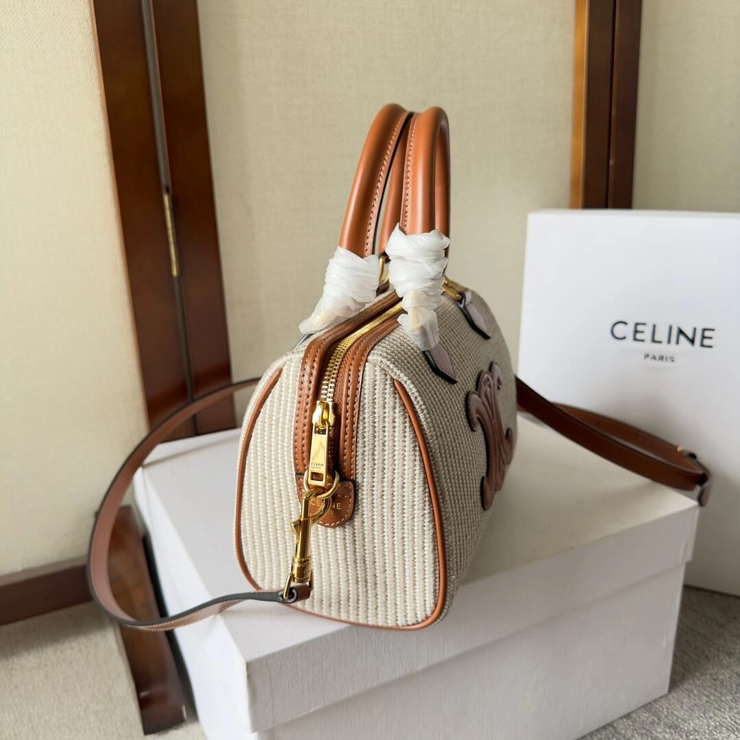 CELINE Small Boston cuir Triomphe in textile and calfskin Supportive 2492