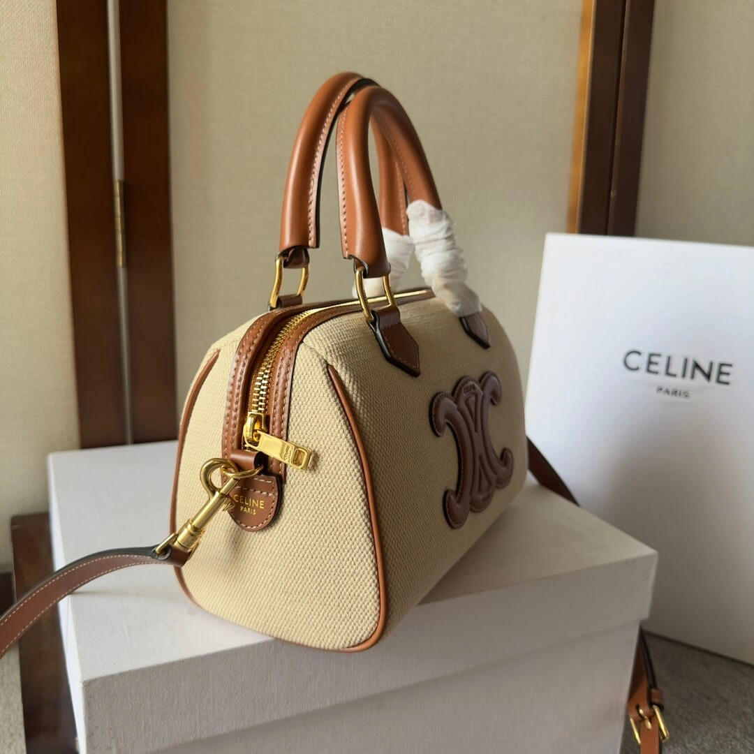 CELINE Small Boston cuir Triomphe in textile and calfskin Durable 2540