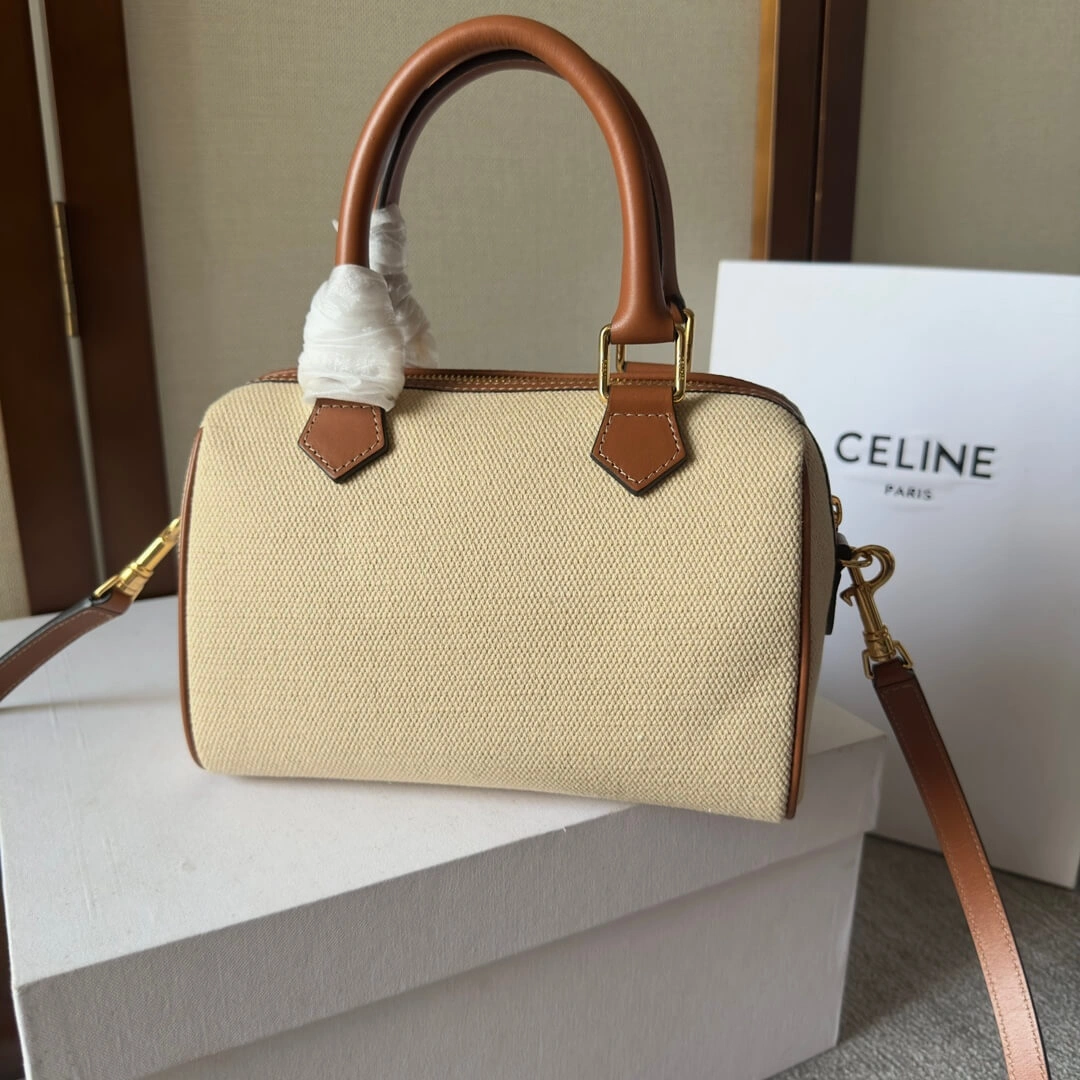 CELINE Small Boston cuir Triomphe in textile and calfskin Durable 2540