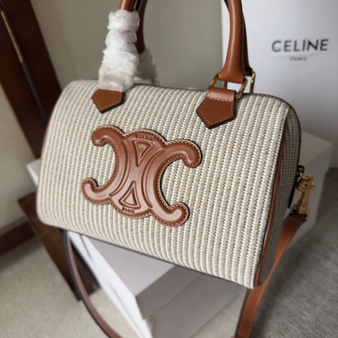CELINE Small Boston cuir Triomphe in textile and calfskin Supportive 2492